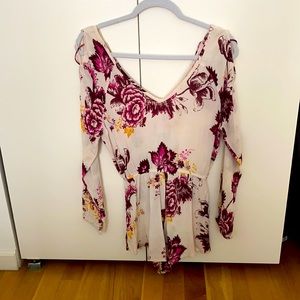 Off white and pink floral romper